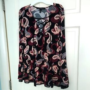 White House Black Market Black Paisley Peplum Blouse